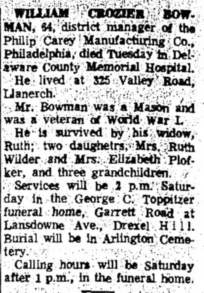 William Bowman dies